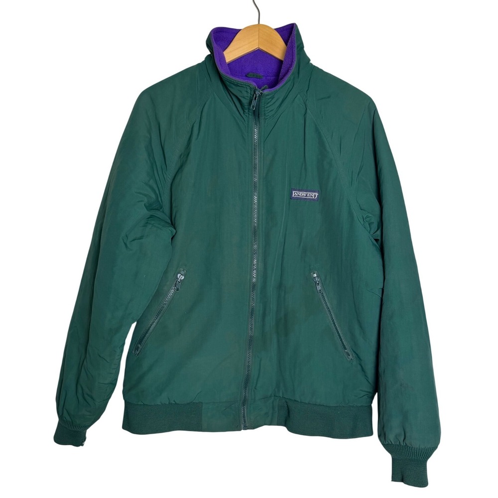 Lands End Jacket Mens M Squall Green Purple Thinsulate Fleece Lined EUC